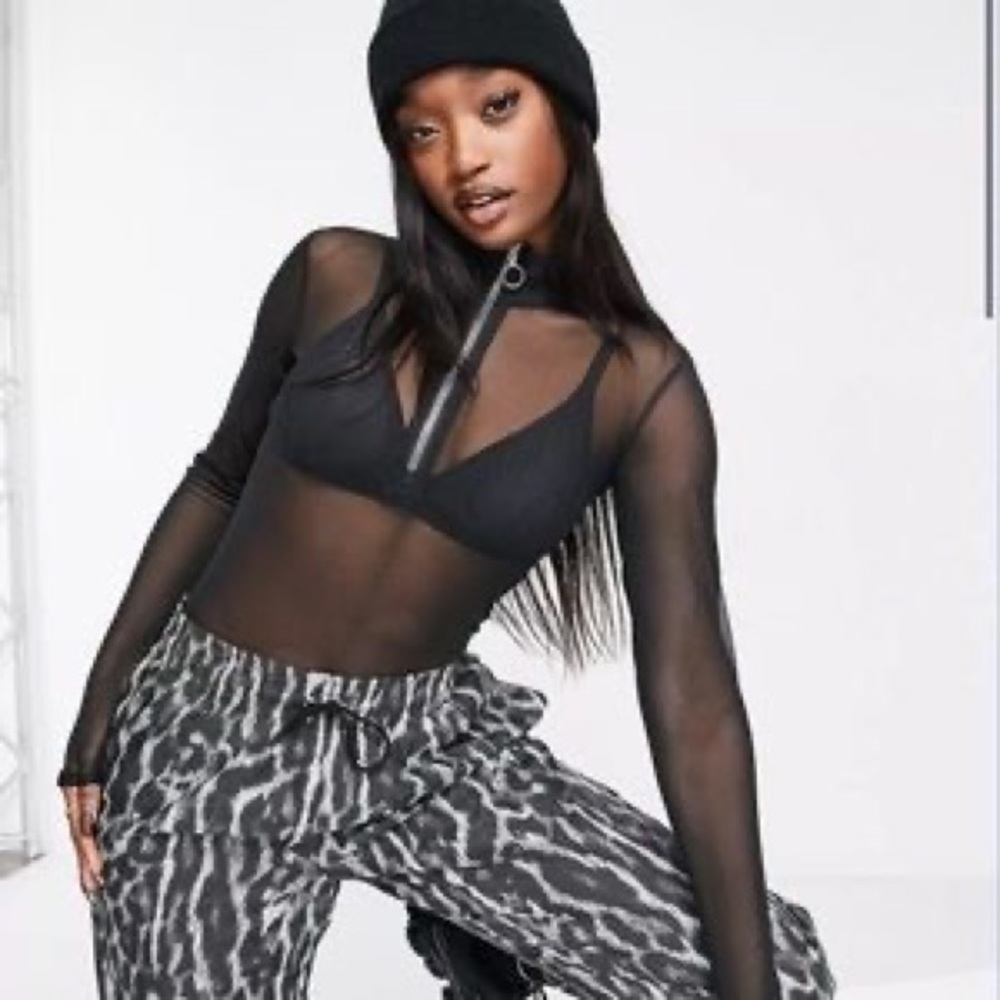 Nike Ivón clash mesh body suit in black